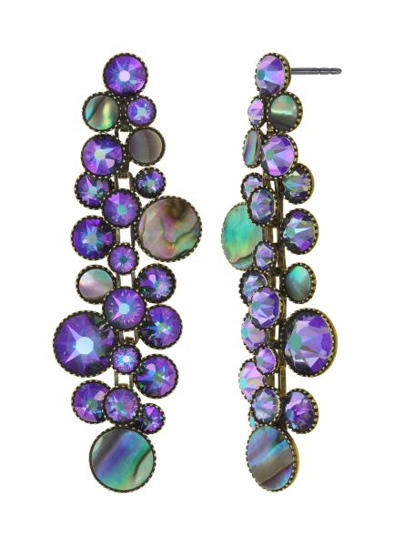 Green/purple - Water Cascade - Konplott earrings with Paua